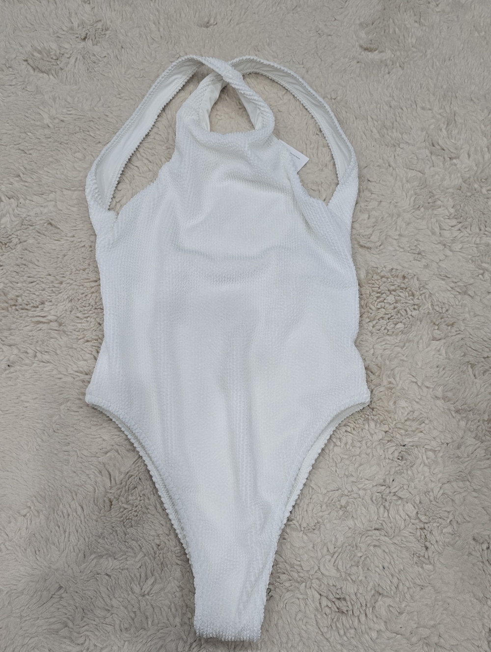 White One-Piece Swimsuit - Classic Halter Style